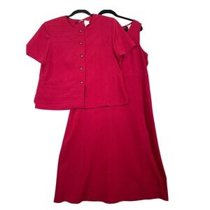 Melissa‎ Harper Petite Red Dress and Jacket Set 2 Size 14P Career Short Sleeve